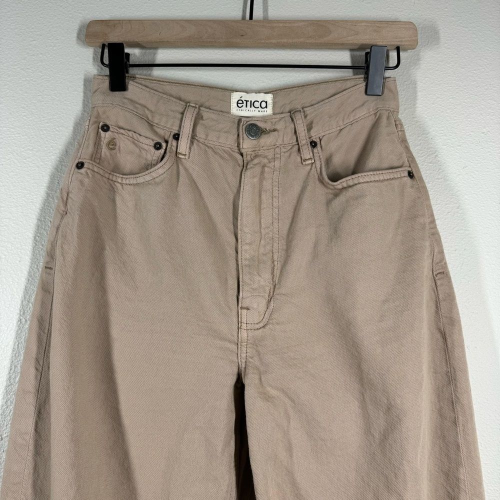 Etica Devon Wide Leg Crop Pants Tan Denim Jeans Sustainable Eco Size 26 - Picture 2 of 8